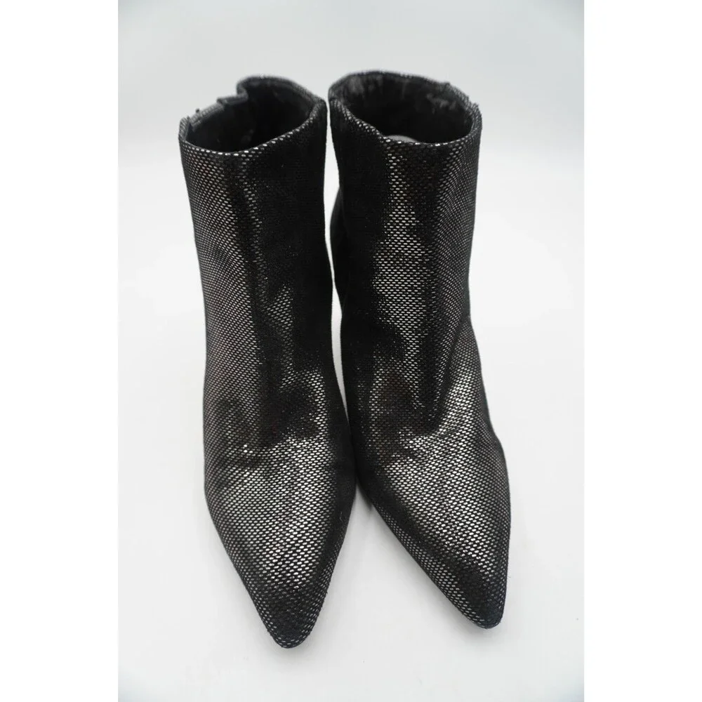 Nine West Women's Sz 10.5M Emilee Black Shimmer Sequin Pointed Toe Ankle Booties